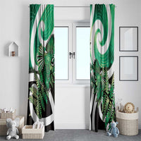 Piwakawaka New Zealand Matariki Window Curtain Maori New Year Silver Fern Green Galaxy LT14 - Polynesian Pride