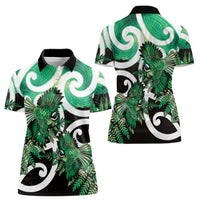 Piwakawaka New Zealand Matariki Women Polo Shirt Maori New Year Silver Fern Green Galaxy LT14 - Polynesian Pride