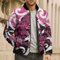 Piwakawaka New Zealand Matariki Bomber Puffer Jacket Maori New Year Silver Fern Pink Galaxy LT14 - Polynesian Pride
