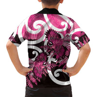 Piwakawaka New Zealand Matariki Family Matching Summer Maxi Dress and Hawaiian Shirt Maori New Year Silver Fern Pink Galaxy LT14 - Polynesian Pride