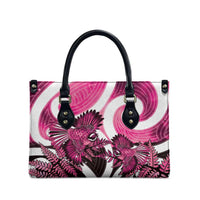 Piwakawaka New Zealand Matariki Leather Bag Maori New Year Silver Fern Pink Galaxy LT14 - Polynesian Pride