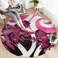 Piwakawaka New Zealand Matariki Round Carpet Maori New Year Silver Fern Pink Galaxy LT14 - Polynesian Pride
