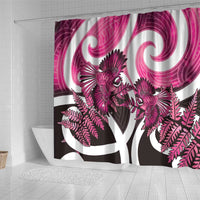 Piwakawaka New Zealand Matariki Shower Curtain Maori New Year Silver Fern Pink Galaxy LT14 - Polynesian Pride