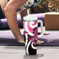 Piwakawaka New Zealand Matariki Tumbler With Handle Maori New Year Silver Fern Pink Galaxy LT14 - Polynesian Pride