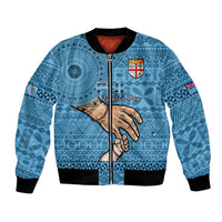 Personalised Father Day Fiji Bomber Jacket I Love You Dad Fijian Tapa Pattern LT14 Unisex Blue - Polynesian Pride