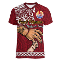 Polynesian Pride Father Day French Polynesia Women V Neck T Shirt I Love You Dad LT14 Female Blue - Polynesian Pride