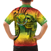 Hawaii Flag Day Family Matching Off The Shoulder Long Sleeve Dress and Hawaiian Shirt Kanaka Maoli With Kakau Polynesian Pattern LT14