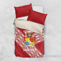 Tonga Rugby Custom Bedding Set Go ʻIkale Tahi Go Tongan Tapa Cloth LT14 US Twin 172cm x 218cm Red - Polynesian Pride