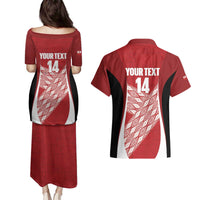 Tonga Rugby Custom Couples Matching Puletasi and Hawaiian Shirt Go ʻIkale Tahi Go Tongan Tapa Cloth LT14 - Polynesian Pride