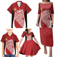 Tonga Rugby Custom Family Matching Puletasi and Hawaiian Shirt Go ʻIkale Tahi Go Tongan Tapa Cloth