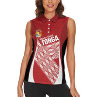 Tonga Rugby Custom Women Sleeveless Polo Shirt Go ʻIkale Tahi Go Tongan Tapa Cloth