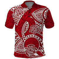 Polynesian Pride Hawaii Polo Shirt Hawaiian Tribal Honu Red Version LT14 Red - Polynesian Pride