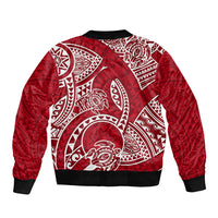 Polynesian Pride Hawaii Sleeve Zip Bomber Jacket Hawaiian Tribal Honu Red Version LT14 - Polynesian Pride