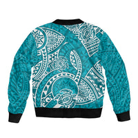 Polynesian Pride Hawaii Bomber Jacket Hawaiian Tribal Honu Turquoise Version LT14 - Polynesian Pride