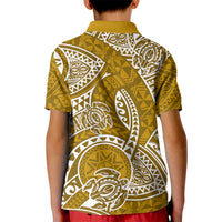 Polynesian Pride Hawaii Kid Polo Shirt Hawaiian Tribal Honu Gold Version LT14 - Polynesian Pride
