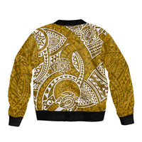 Polynesian Pride Hawaii Sleeve Zip Bomber Jacket Hawaiian Tribal Honu Gold Version LT14 - Polynesian Pride
