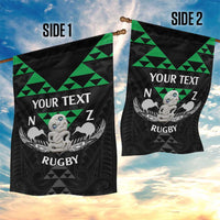 Personalised Aotearoa Rugby Garden Flag New Zealand Maori Kete Matauranga Pattern
