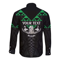 Personalised Aotearoa Rugby Long Sleeve Button Shirt New Zealand Maori Kete Matauranga Pattern