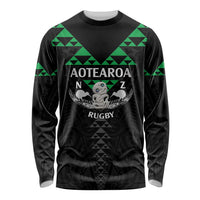 Personalised Aotearoa Rugby Long Sleeve Shirt New Zealand Maori Kete Matauranga Pattern