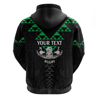 Personalised Aotearoa Rugby Zip Hoodie New Zealand Maori Kete Matauranga Pattern
