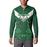 Custom Aotearoa Rugby Button Sweatshirt New Zealand Maori Kete Poutama Pattern LT14 - Polynesian Pride