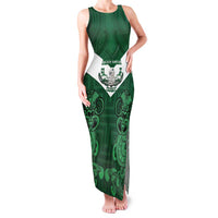 Custom Aotearoa Rugby Family Matching Tank Maxi Dress and Hawaiian Shirt New Zealand Maori Kete Poutama Pattern LT14 Mom's Dress Green - Polynesian Pride