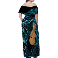 Kotiate New Zealand Family Matching Off Shoulder Maxi Dress and Hawaiian Shirt Maori Weapon Paua Shell Haka Fern LT14 - Polynesian Pride