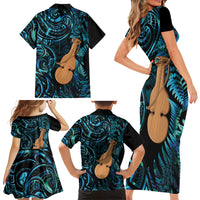 Kotiate New Zealand Family Matching Short Sleeve Bodycon Dress and Hawaiian Shirt Maori Weapon Paua Shell Haka Fern LT14 - Polynesian Pride