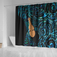 Kotiate New Zealand Shower Curtain Maori Weapon Paua Shell Haka Fern