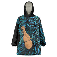 Kotiate New Zealand Wearable Blanket Hoodie Maori Weapon Paua Shell Haka Fern LT14 One Size Turquoise - Polynesian Pride