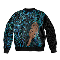 Maripi New Zealand Bomber Jacket Maori Weapon Paua Shell Haka Fern