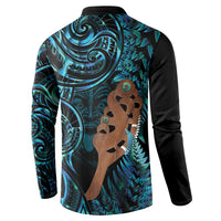 Maripi New Zealand Button Sweatshirt Maori Weapon Paua Shell Haka Fern