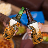 Hawaii 4 in 1 Can Cooler Tumbler Polynesian Shark Tattoo With Plumeria Orange Gradient