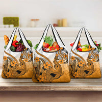 Orange Gradient Hawaii Grocery Bag Polynesian Shark Tattoo With Plumeria LT14 3-pack One Size Orange - Polynesian Pride