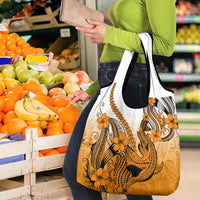 Orange Gradient Hawaii Grocery Bag Polynesian Shark Tattoo With Plumeria LT14 - Polynesian Pride