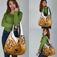 Orange Gradient Hawaii Grocery Bag Polynesian Shark Tattoo With Plumeria LT14 - Polynesian Pride