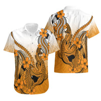 Hawaii Hawaiian Shirt Polynesian Shark Tattoo With Plumeria Orange Gradient LT14 - Polynesian Pride