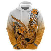 Hawaii Hoodie Polynesian Shark Tattoo With Plumeria Orange Gradient LT14 - Polynesian Pride