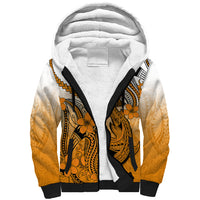 Hawaii Sherpa Hoodie Polynesian Shark Tattoo With Plumeria Orange Gradient LT14 Unisex Orange - Polynesian Pride