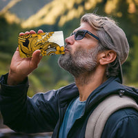 Hawaii 4 in 1 Can Cooler Tumbler Polynesian Shark Tattoo With Plumeria Gold Gradient