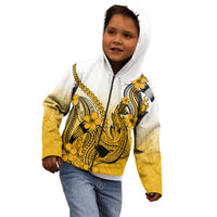 Hawaii Kid Hoodie Polynesian Shark Tattoo With Plumeria Gold Gradient LT14 - Polynesian Pride