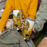 Hawaii Tumbler Cup Polynesian Shark Tattoo With Plumeria Gold Gradient