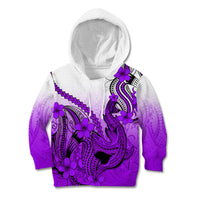 Hawaii Kid Hoodie Polynesian Shark Tattoo With Plumeria Purple Gradient LT14 Purple - Polynesian Pride