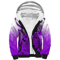 Hawaii Sherpa Hoodie Polynesian Shark Tattoo With Plumeria Purple Gradient LT14 Unisex Purple - Polynesian Pride