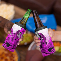 Hawaii 4 in 1 Can Cooler Tumbler Polynesian Shark Tattoo With Plumeria Pink Gradient