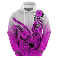 Hawaii Hoodie Polynesian Shark Tattoo With Plumeria Pink Gradient LT14 - Polynesian Pride