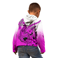 Hawaii Kid Hoodie Polynesian Shark Tattoo With Plumeria Pink Gradient LT14 - Polynesian Pride