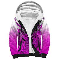 Hawaii Sherpa Hoodie Polynesian Shark Tattoo With Plumeria Pink Gradient LT14 Unisex Pink - Polynesian Pride