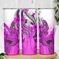 Hawaii Skinny Tumbler Polynesian Shark Tattoo With Plumeria Pink Gradient