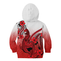 Hawaii Kid Hoodie Polynesian Shark Tattoo With Plumeria Red Gradient LT14 - Polynesian Pride
